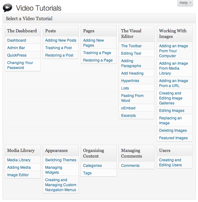 List of WordPress video tutorials offered by liftDEMAND