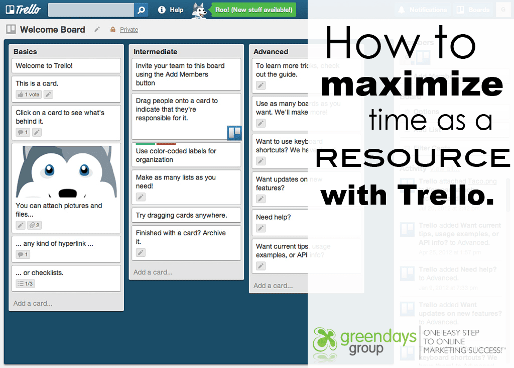 How to maximize time as a resource with Trello for time management and digital marketing plans
