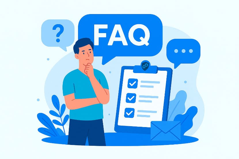 A man ponders his options as he evaluates a FAQ about Comply.Press