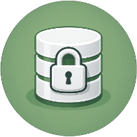 Secure database icon illustrating encrypted data storage, access controls, and tiered risk reduction for regulated financial and professional services firms
