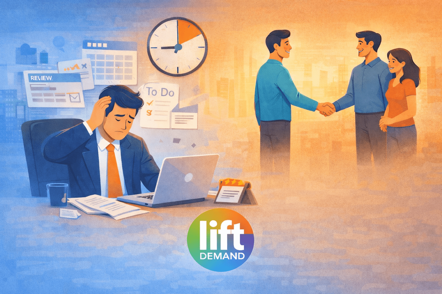 perfect-10-needed-now-marketing-gaps-follow-up-automation-liftdemand Image contains a Comply.Press advisor talking with a client about how Comply.Press helps a website meet compliance standards